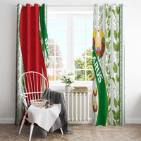 Belarus National Emblem Window Curtain with Green Red Gold Floral Folk Pattern Design