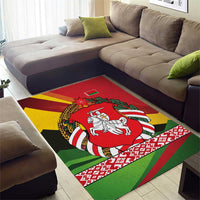 Belarus Red and Yellow National Crest Area Rug with Pahonia Knight and Folk Motif Design