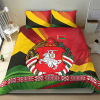 Belarus Red and Yellow National Crest Bedding Set with Pahonia Knight and Folk Motif Design