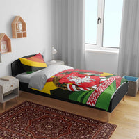 Belarus Red and Yellow National Crest Bedding Set with Pahonia Knight and Folk Motif Design