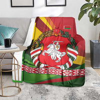 Belarus Red and Yellow National Crest Blanket with Pahonia Knight and Folk Motif Design