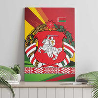 Belarus Red and Yellow National Crest Canvas Wall Art with Pahonia Knight and Folk Motif Design