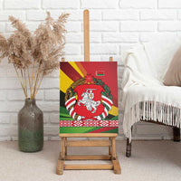 Belarus Red and Yellow National Crest Canvas Wall Art with Pahonia Knight and Folk Motif Design