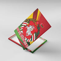 Belarus Red and Yellow National Crest Canvas Wall Art with Pahonia Knight and Folk Motif Design