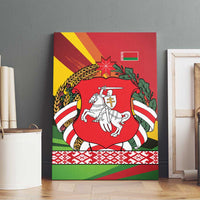 Belarus Red and Yellow National Crest Canvas Wall Art with Pahonia Knight and Folk Motif Design