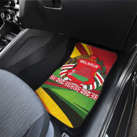 Belarus Red and Yellow National Crest Car Mats with Pahonia Knight and Folk Motif Design