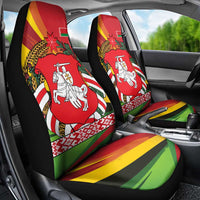 Belarus Red and Yellow National Crest Car Seat Cover with Pahonia Knight and Folk Motif Design