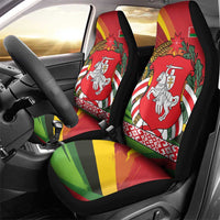 Belarus Red and Yellow National Crest Car Seat Cover with Pahonia Knight and Folk Motif Design