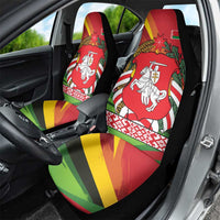 Belarus Red and Yellow National Crest Car Seat Cover with Pahonia Knight and Folk Motif Design