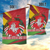 Belarus Red and Yellow National Crest Garden Flag with Pahonia Knight and Folk Motif Design