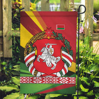 Belarus Red and Yellow National Crest Garden Flag with Pahonia Knight and Folk Motif Design