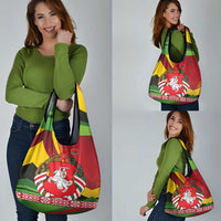 Belarus Red and Yellow National Crest Grocery Bag with Pahonia Knight and Folk Motif Design