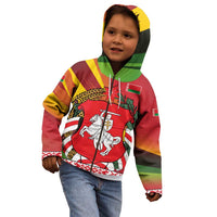Belarus Red and Yellow National Crest Kid Hoodie with Pahonia Knight and Folk Motif Design