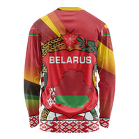Belarus Red and Yellow National Crest Long Sleeve Shirt with Pahonia Knight and Folk Motif Design