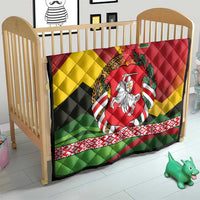 Belarus Red and Yellow National Crest Quilt with Pahonia Knight and Folk Motif Design