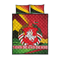 Belarus Red and Yellow National Crest Quilt Bed Set with Pahonia Knight and Folk Motif Design