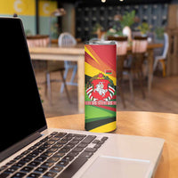 Belarus Red and Yellow National Crest Skinny Tumbler with Pahonia Knight and Folk Motif Design