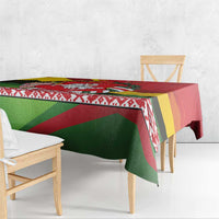 Belarus Red and Yellow National Crest Tablecloth with Pahonia Knight and Folk Motif Design