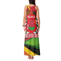 Belarus Red and Yellow National Crest Tank Maxi Dress with Pahonia Knight and Folk Motif Design