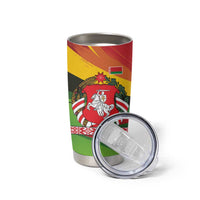 Belarus Red and Yellow National Crest Tumbler Cup with Pahonia Knight and Folk Motif Design