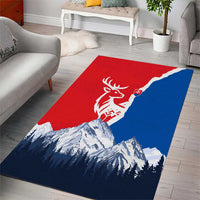 Slovakia – Red Blue Deer and Mountain Design Area Rug with National Symbols