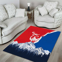 Slovakia – Red Blue Deer and Mountain Design Area Rug with National Symbols