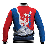 Slovakia – Red Blue Deer and Mountain Design Baseball Jacket with National Symbols
