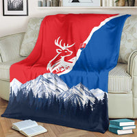 Slovakia – Red Blue Deer and Mountain Design Blanket with National Symbols