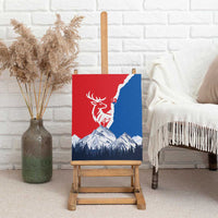Slovakia – Red Blue Deer and Mountain Design Canvas Wall Art with National Symbols