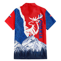 Slovakia – Red Blue Deer and Mountain Design Family Matching Mermaid Dress and Hawaiian Shirt with National Symbols