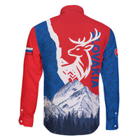 Slovakia – Red Blue Deer and Mountain Design Family Matching Puletasi and Hawaiian Shirt with National Symbols