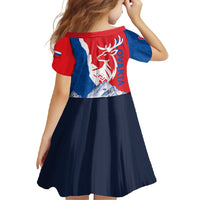 Slovakia – Red Blue Deer and Mountain Design Family Matching Tank Maxi Dress and Hawaiian Shirt with National Symbols