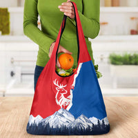 Slovakia – Red Blue Deer and Mountain Design Grocery Bag with National Symbols