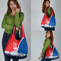 Slovakia – Red Blue Deer and Mountain Design Grocery Bag with National Symbols