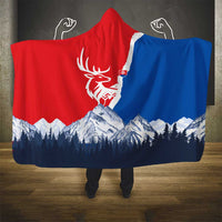 Slovakia – Red Blue Deer and Mountain Design Hooded Blanket with National Symbols