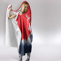 Slovakia – Red Blue Deer and Mountain Design Hooded Blanket with National Symbols