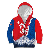 Slovakia – Red Blue Deer and Mountain Design Kid Hoodie with National Symbols