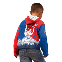 Slovakia – Red Blue Deer and Mountain Design Kid Hoodie with National Symbols