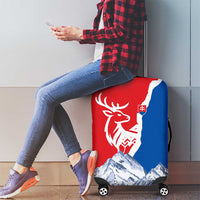 Slovakia – Red Blue Deer and Mountain Design Luggage Cover with National Symbols