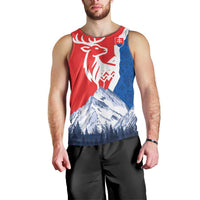 Slovakia – Red Blue Deer and Mountain Design Men Tank Top with National Symbols