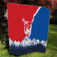 Slovakia – Red Blue Deer and Mountain Design Quilt with National Symbols