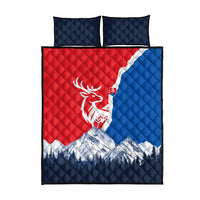Slovakia – Red Blue Deer and Mountain Design Quilt Bed Set with National Symbols