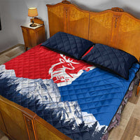 Slovakia – Red Blue Deer and Mountain Design Quilt Bed Set with National Symbols