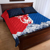 Slovakia – Red Blue Deer and Mountain Design Quilt Bed Set with National Symbols