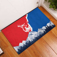 Slovakia – Red Blue Deer and Mountain Design Rubber Doormat with National Symbols