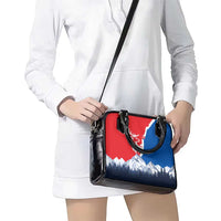 Slovakia – Red Blue Deer and Mountain Design Shoulder Handbag with National Symbols