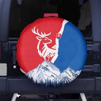 Slovakia – Red Blue Deer and Mountain Design Spare Tire Cover with National Symbols
