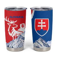 Slovakia – Red Blue Deer and Mountain Design Tumbler Cup with National Symbols