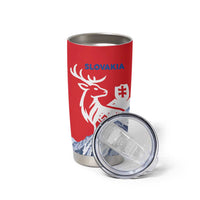 Slovakia – Red Blue Deer and Mountain Design Tumbler Cup with National Symbols