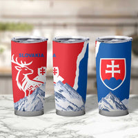 Slovakia – Red Blue Deer and Mountain Design Tumbler Cup with National Symbols